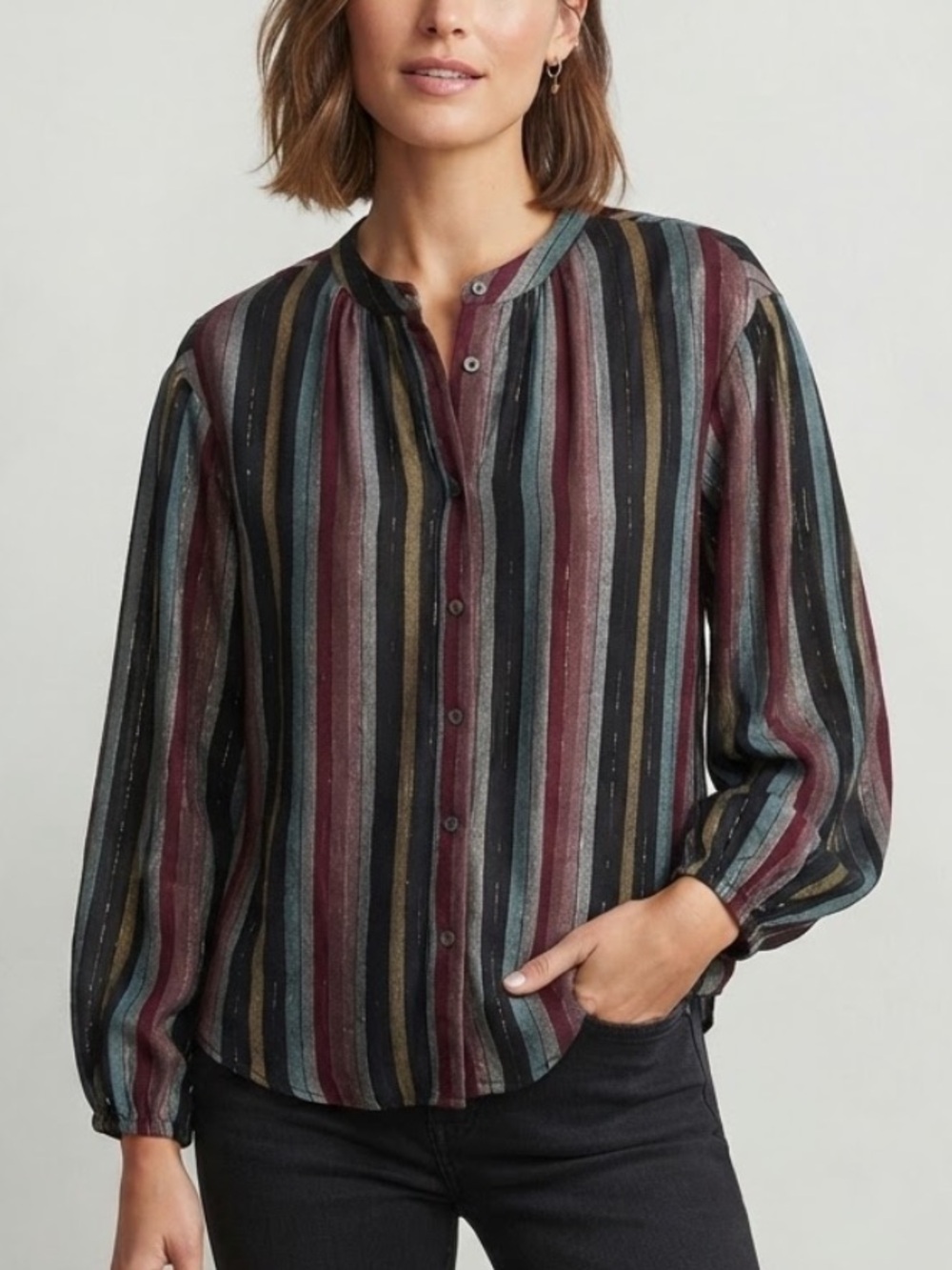 Velvet by Graham & Spencer Nessa Lurex Stripe Blouse